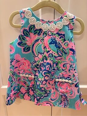 Lilly Pulitzer Aqua, Pink & Navy Paisley Tank Dress